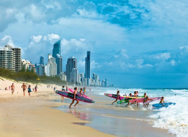 Surfing on Mermaid Beach