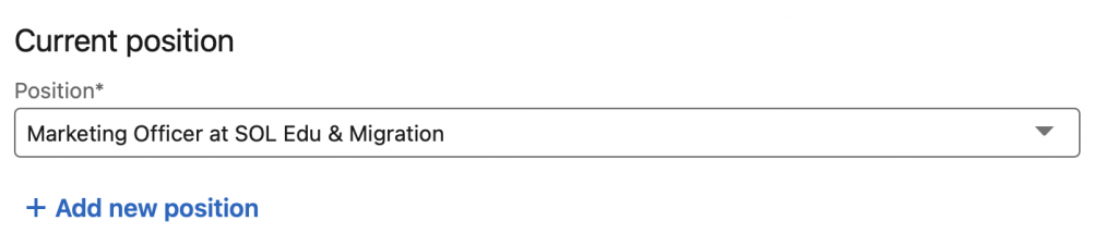 Current position section of Profile LinkedIn