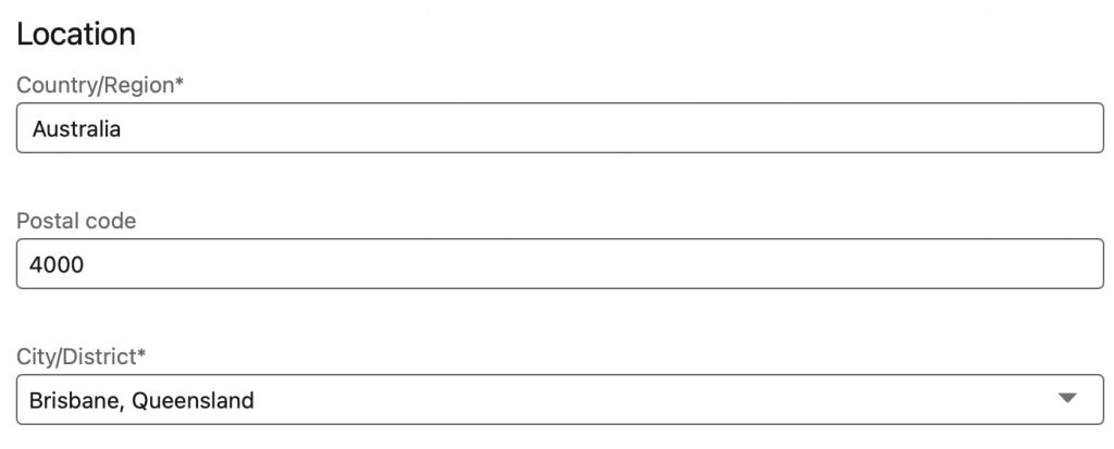Location section on Profile LinkedIn