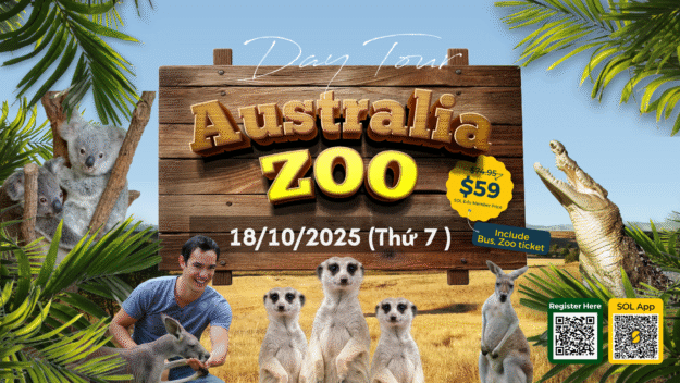 Chuyến đi Australia Zoo do SOL Edu tổ chức cho du học sinh tại Brisbane, ngày 18/10/2025.