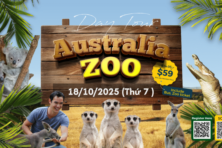 Chuyến đi Australia Zoo do SOL Edu tổ chức cho du học sinh tại Brisbane, ngày 18/10/2025.