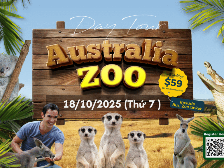 Chuyến đi Australia Zoo do SOL Edu tổ chức cho du học sinh tại Brisbane, ngày 18/10/2025.