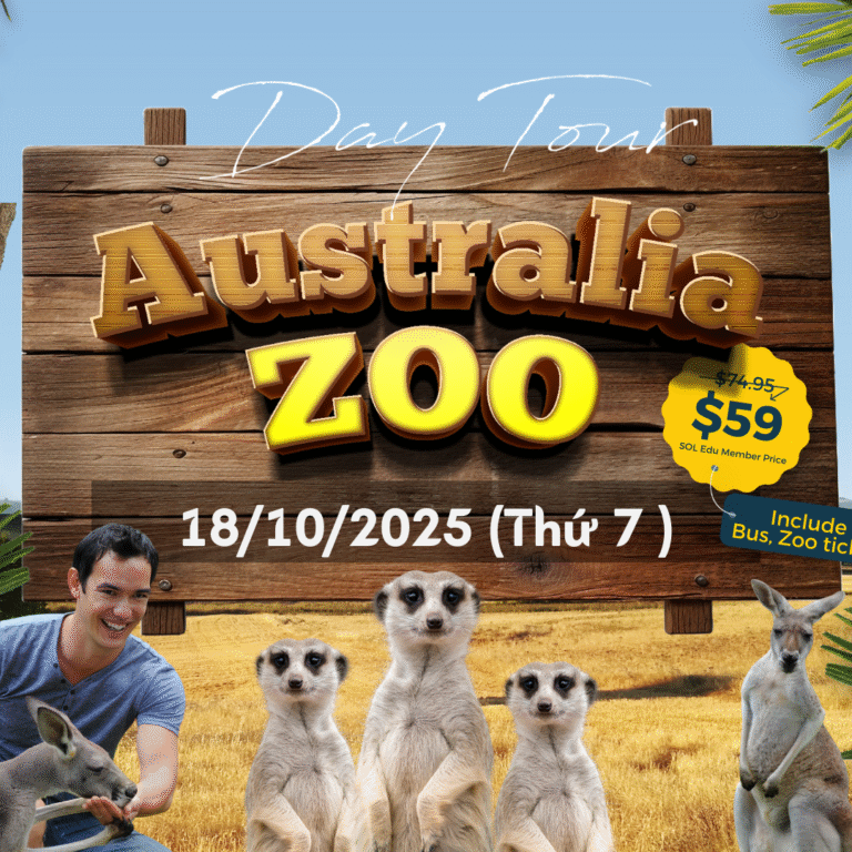 Chuyến đi Australia Zoo do SOL Edu tổ chức cho du học sinh tại Brisbane, ngày 18/10/2025.