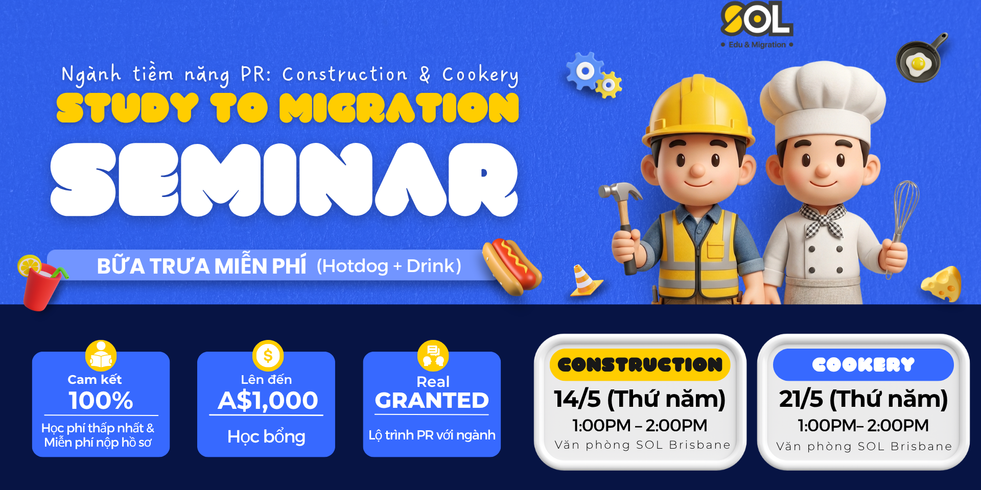 Khoá nghề về xây dựng và nấu ăn