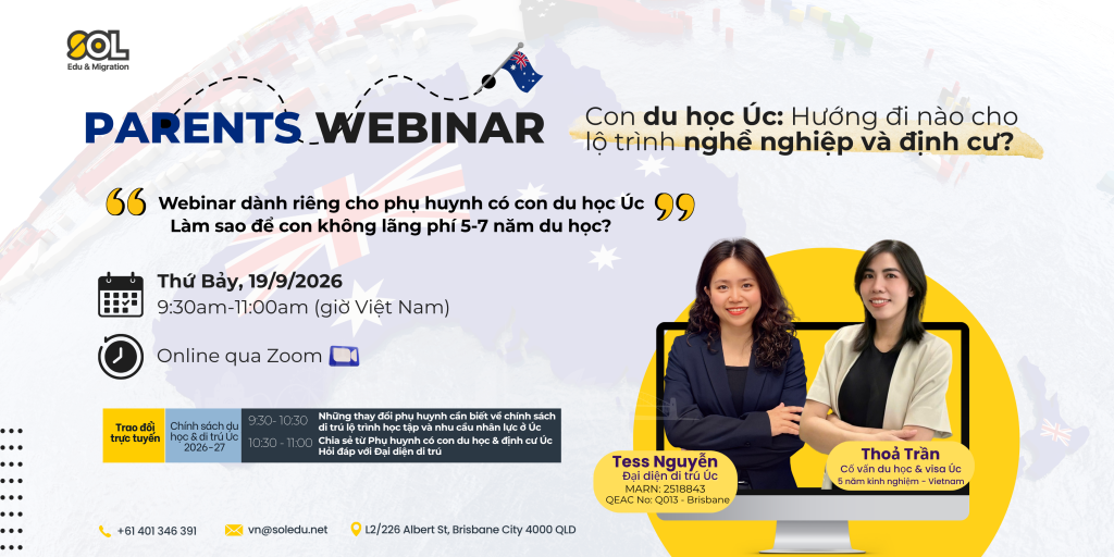 HỘI THẢO TRỰC TUYẾN CHO PHỤ HUYNH CÓ CON DU HỌC ÚC 2026