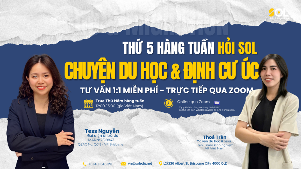 ĐẶT LỊCH TƯ VẤN MIỄN PHÍ CÙNG SOL - Du học, di trú Úc từ a-z